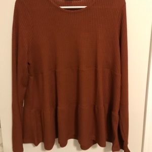 Brown waffle paper crane sweater size small